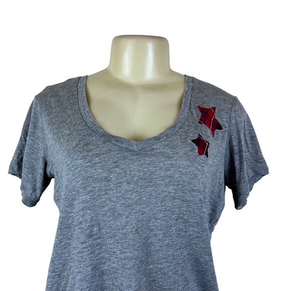 Cozy Zoe Women’s Heather Gray Lounge Set W/ Red Plaid Star and Shorts Sz S - New - Picture 4 of 16